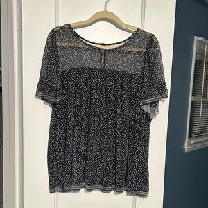 Max Studio Sheer Black and White Polka Dot Blouse